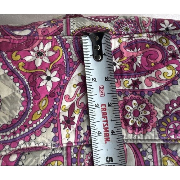 Vera Bradley Pink & Purple Paisley Quilted Tote Bag With Top Zipper Closure - Picture 11 of 12